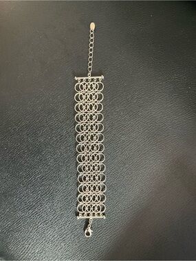 Adjustable Silver-Tone Multi-Ring Chain Bracelet - Women's Fashion Jewelry